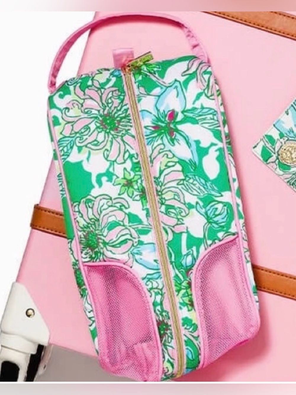 LILLY PULITZER Shoe Bag Spearmint Blossom Views NEW